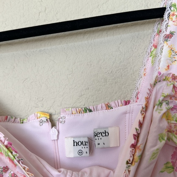 House of CB Rosalee Pink meadow Floral Stretch Cotton Petticoat Dress NWOT sz XS - Picture 9 of 9